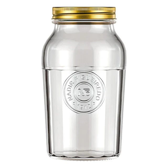 Frasco Americano Vintage Vidrio 1.5L Tapa Dorada