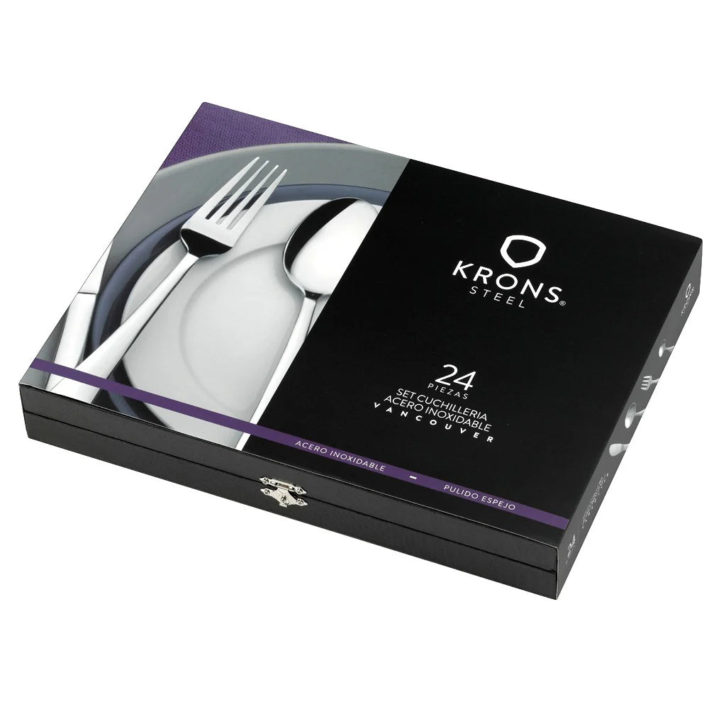 Cubiertos Acero Inoxidable con caja 24Pzs Baguette krons