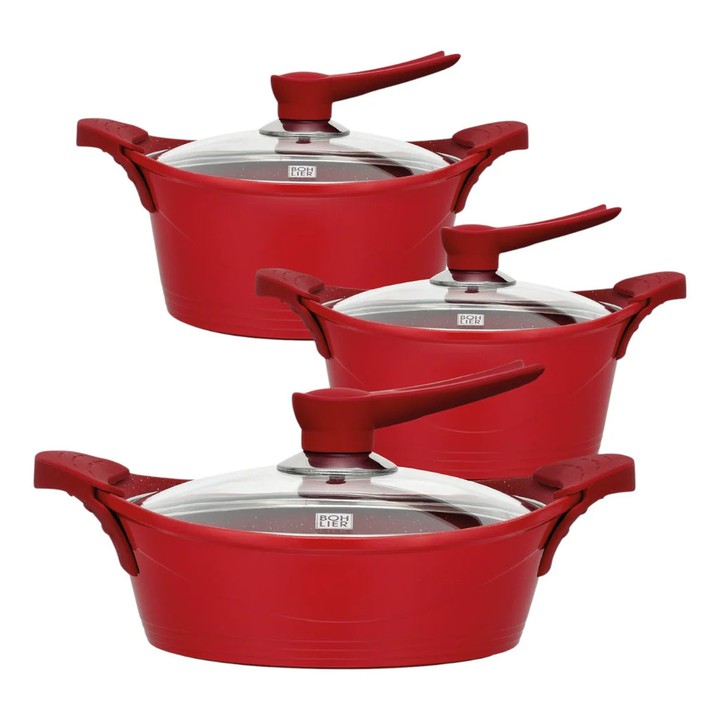 Batería De Cocina 6 Piezas Aluminio Fundido Roja