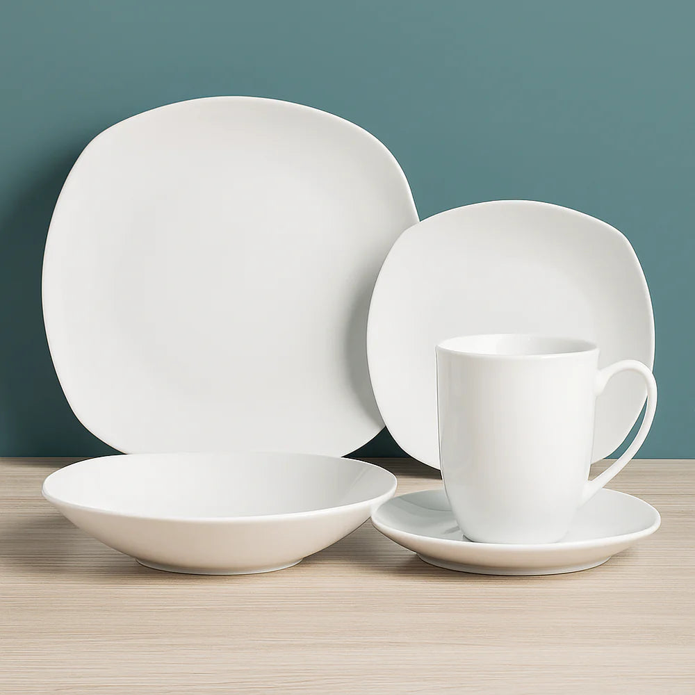 Juego de Vajilla 30Pzas Porcelana Blanca Hallen