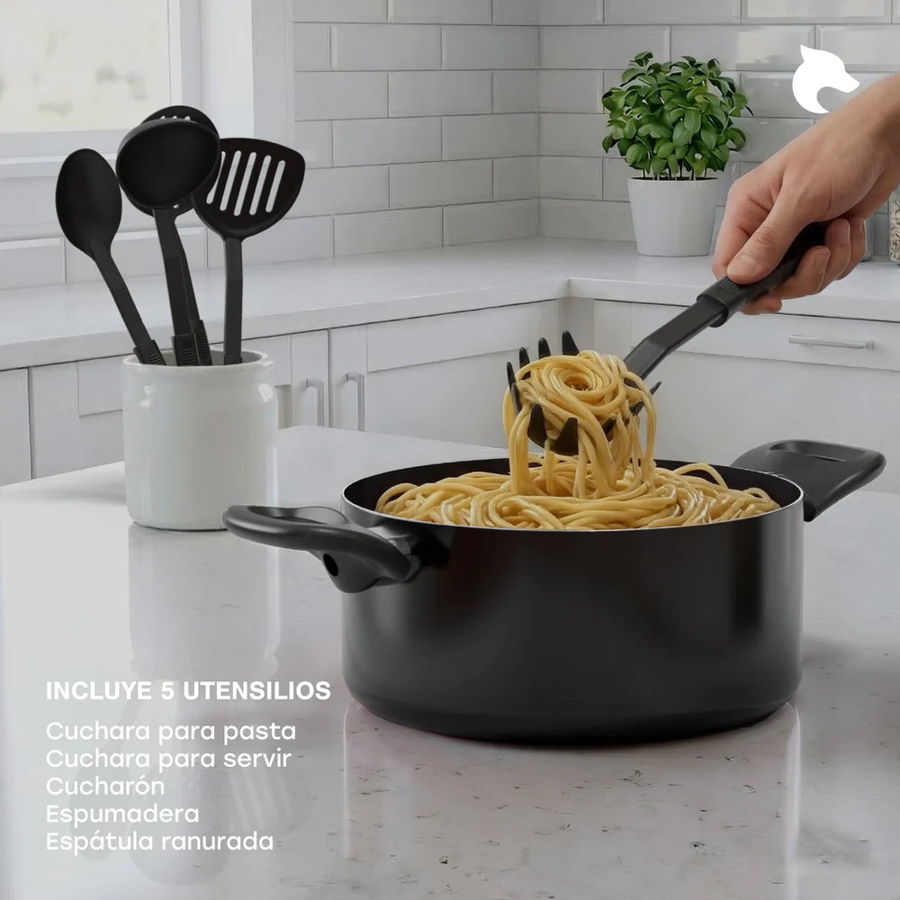 Batería 15 Piezas Omni Black Aluminio Antiadherente