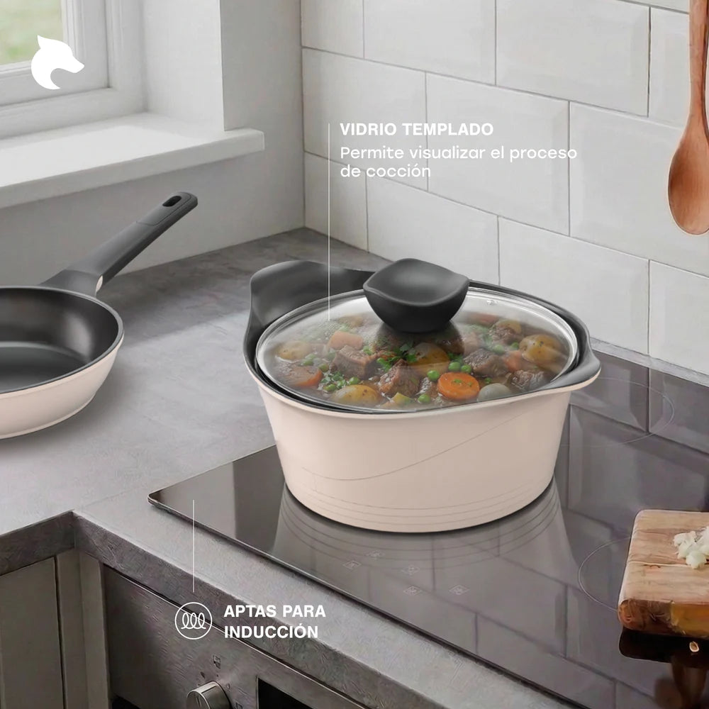 Batería  Aluminio Fundido 7 piezas Fortis Beige